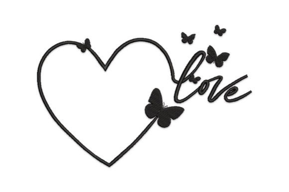 Butterfly Heart Embroidery Design