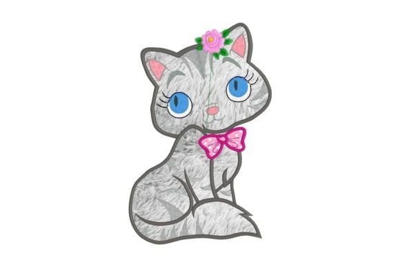 Cute Kitty Girl Applique