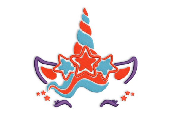Patriotic Unicorn: A Charming 4th of July Embroidery Design